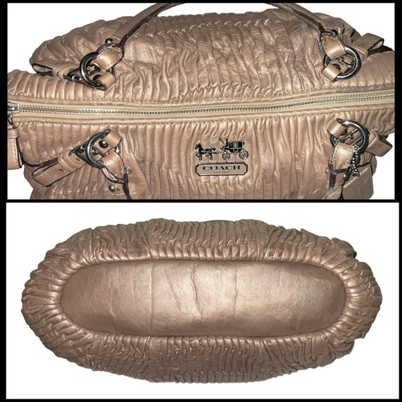 Coach 1941 Madison Gathered Leather Metallic Beige Sophia Satchel Shoulder Bag - Picture 9 of 16